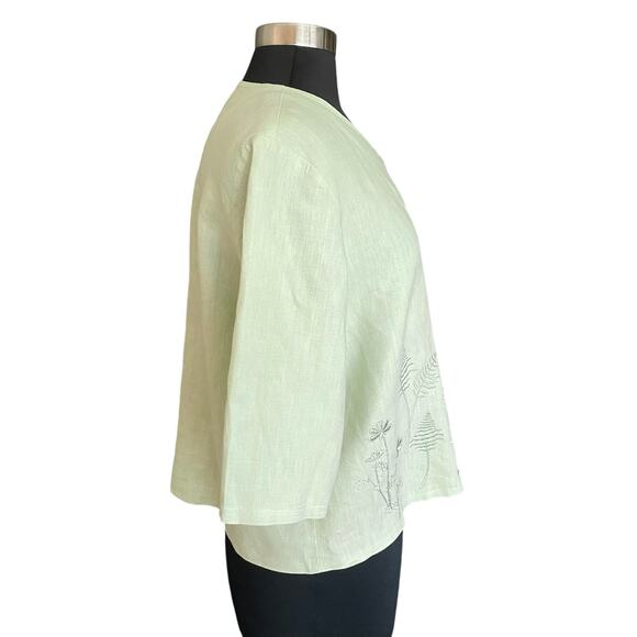Portraits Northern Isles Pure Linen Embroidered Over Top Sz 10 Cottage Granny - Picture 3 of 11